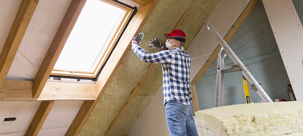 attic insulation is installing
