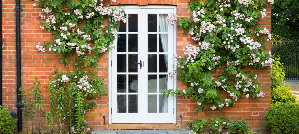beautiful french door with flowers