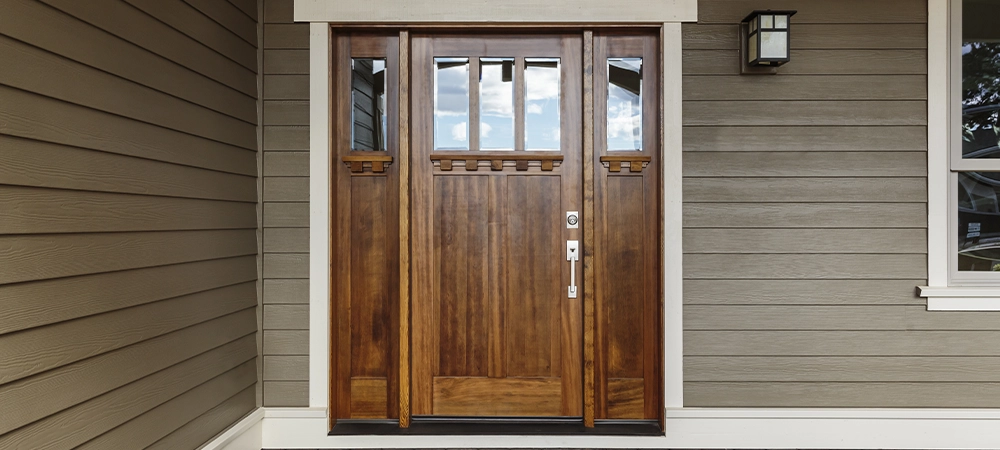wooden home secure exterior door