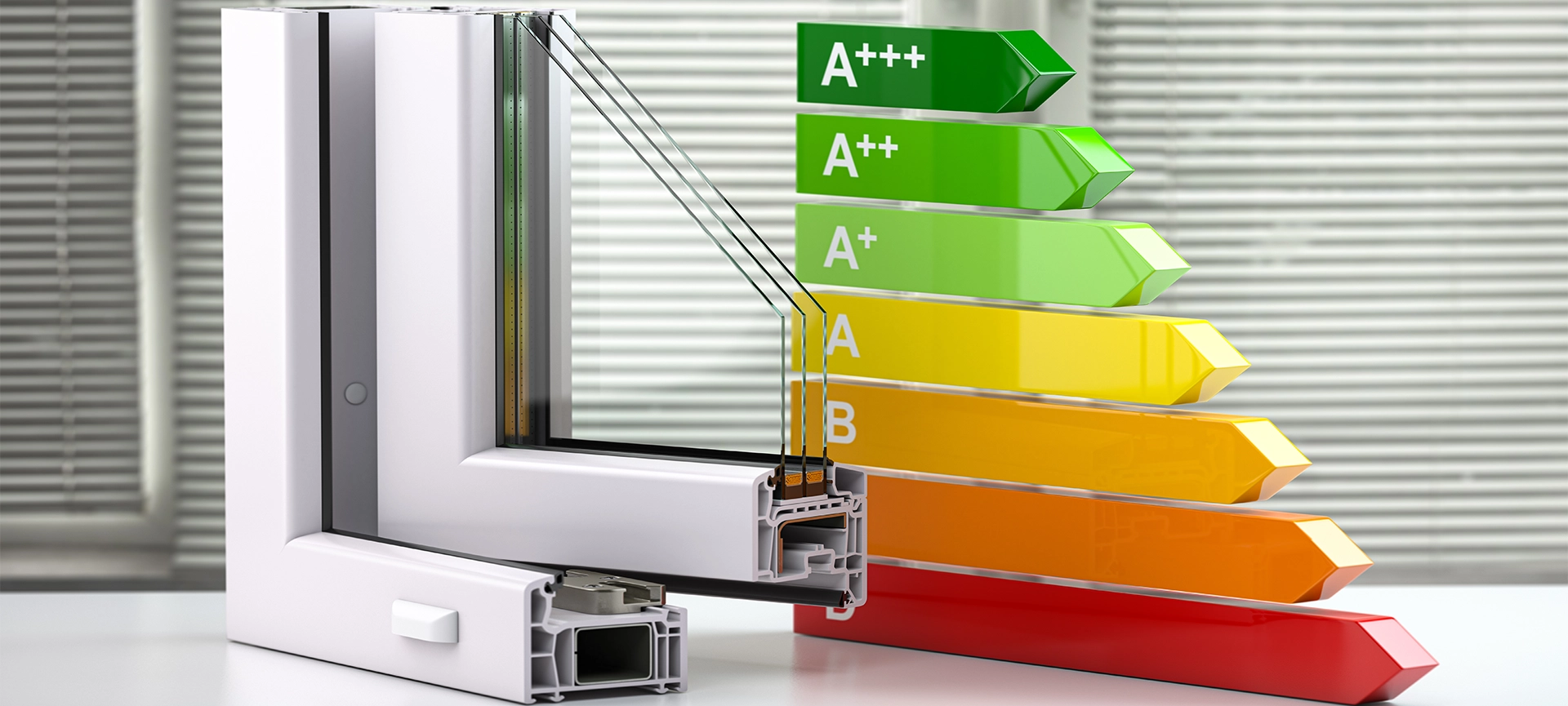 plastic windows profile PVC and energy efficiency chart
