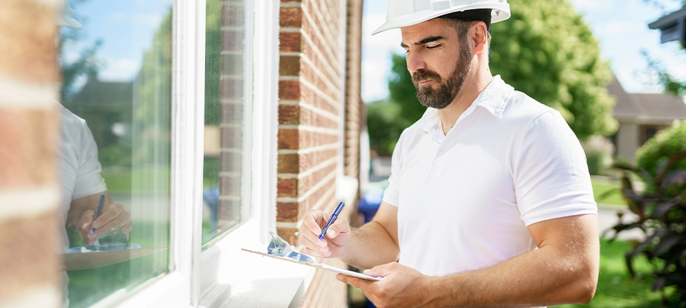man checking window permit