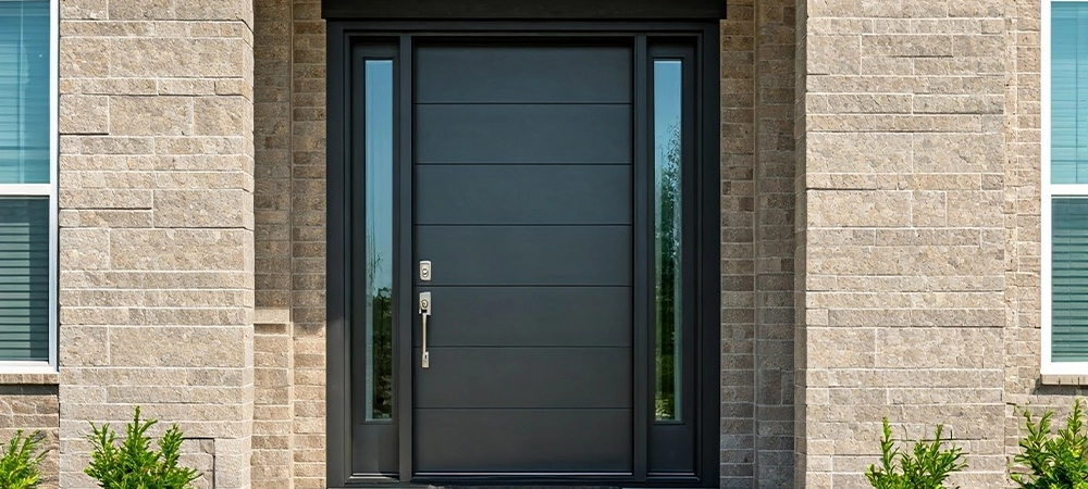 outdoor photo of modern fiber glass entrance door