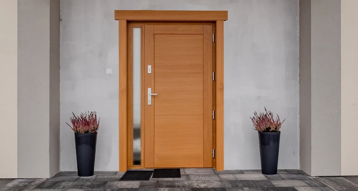 Facade of a modern building with modern doors