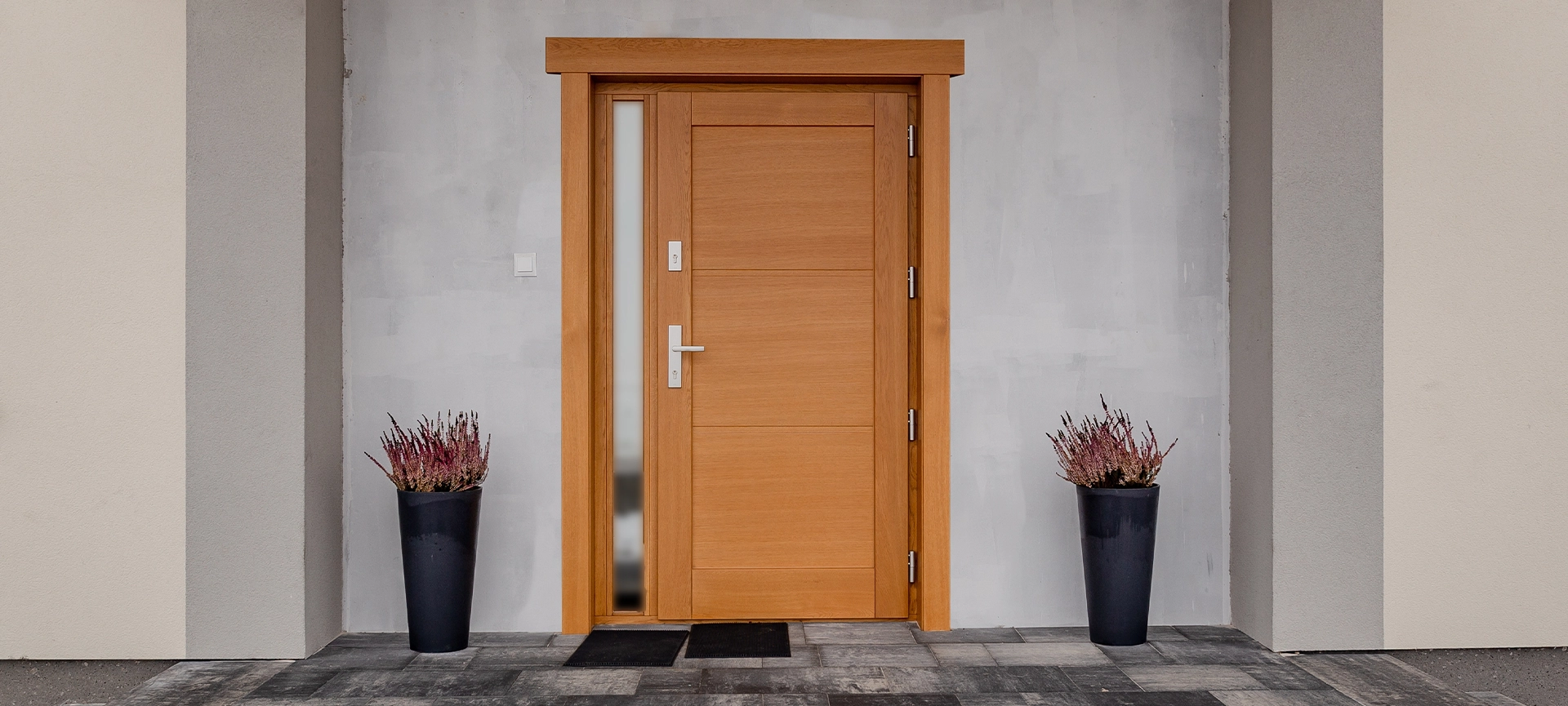 Facade of a modern building with modern doors